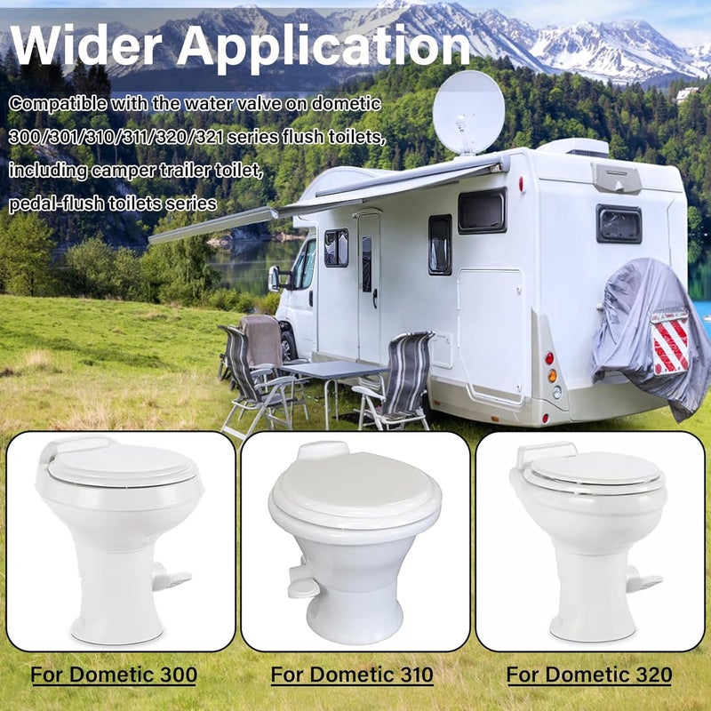 NIULPFZTK 2 Set 385311641 Upgraded RV Water Valve Kit, Fits for Sealand Dometic Toilets 300, 301 310, 311, 320, 321 Series Pedal-flush Toilet, Camper Trailer Toilet Pedal flush Toilets with Flush Ball Seal - Image 2